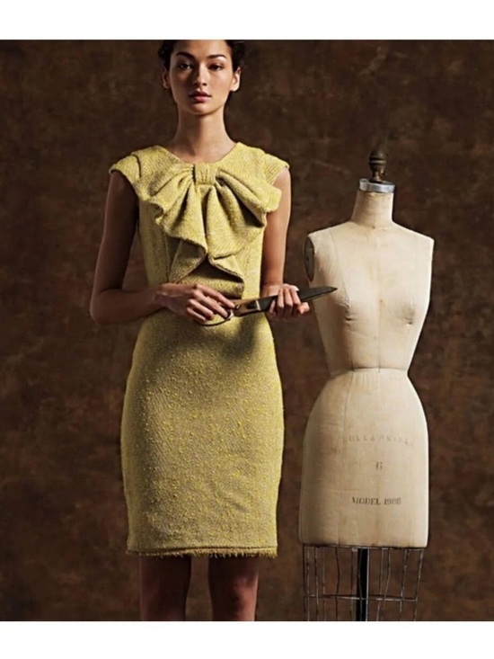 Anthropologie Dresses & Skirts - Anthro/Eva Franco Chartreuse Bow-Front Midi Dress